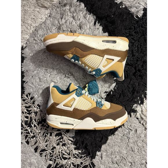 Size 5Y - NEW Nike Air Jordan 4 Retro GS Cacao Wow Brown Teal FB2214-200 Youth - Picture 1 of 5